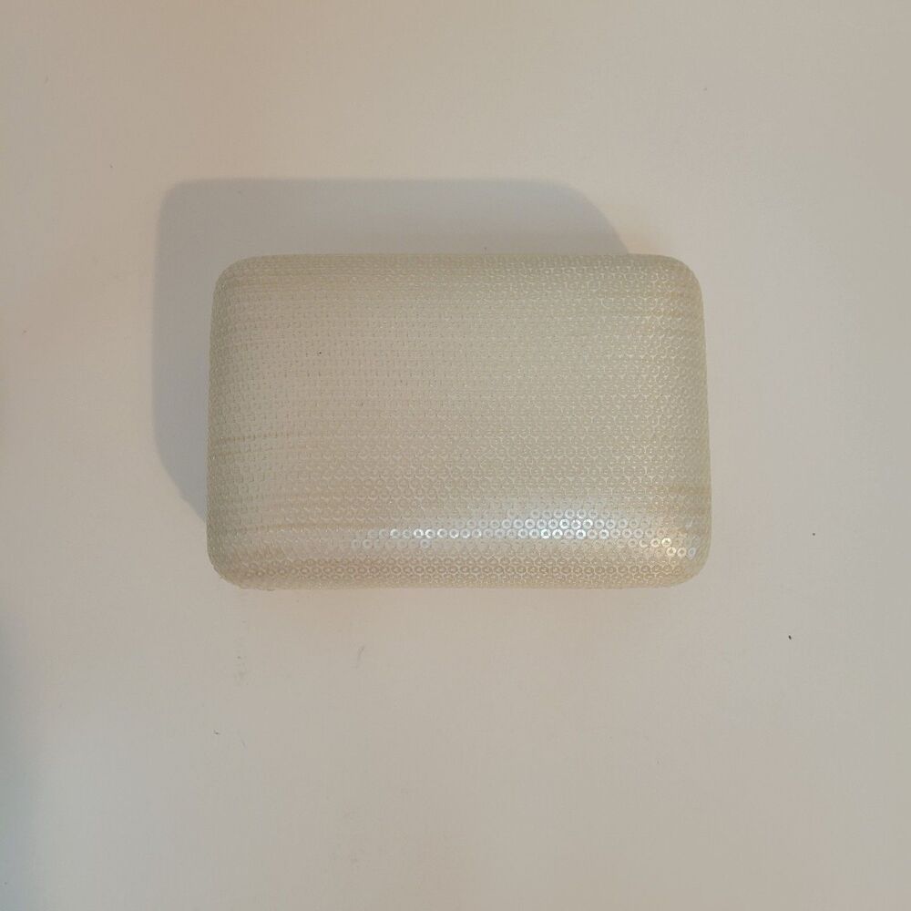 Donna Karan‎ Ivory Sequined Cosmetic Hard Case Clutch Purse Vintage